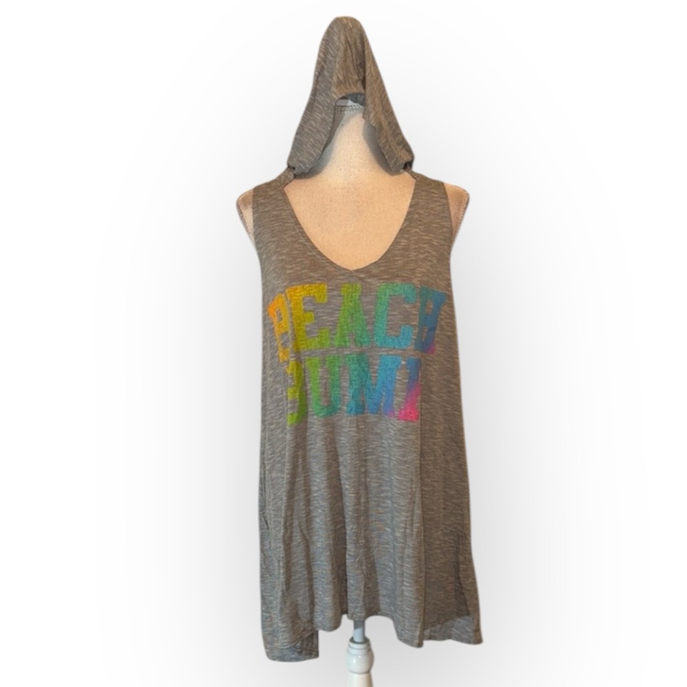 Motherhood Maternity Gray Hooded Swim Coverup